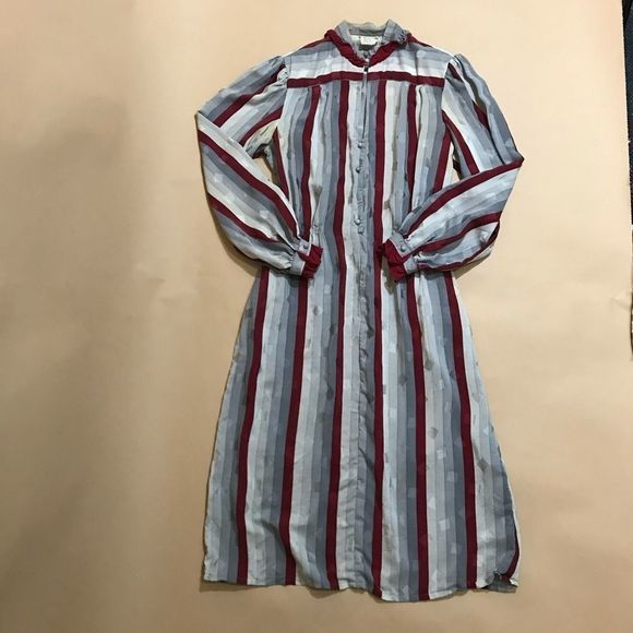 Vintage 70s striped A line dress sz 14 - Picture 8 of 8